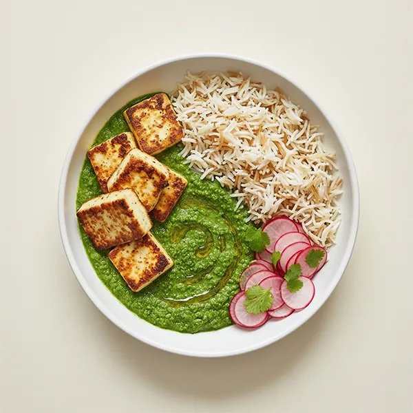 Levantine Green Cottage Cheese With Vermicilli Rice Mix And Radish Pickles